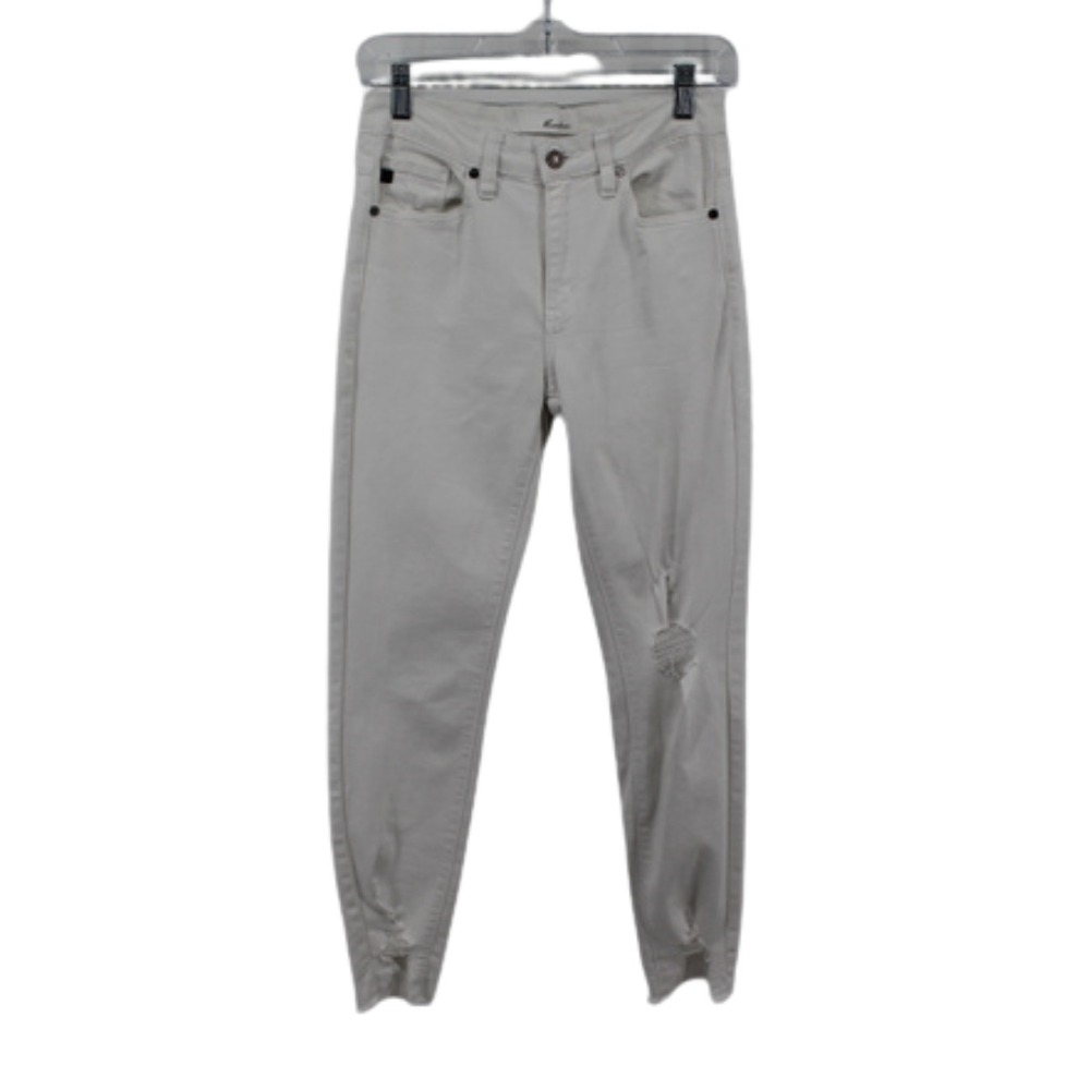 KanCan White Distressed Skinny Jeans Womens 5 26 Raw Hem‎ Stretch High Rise
